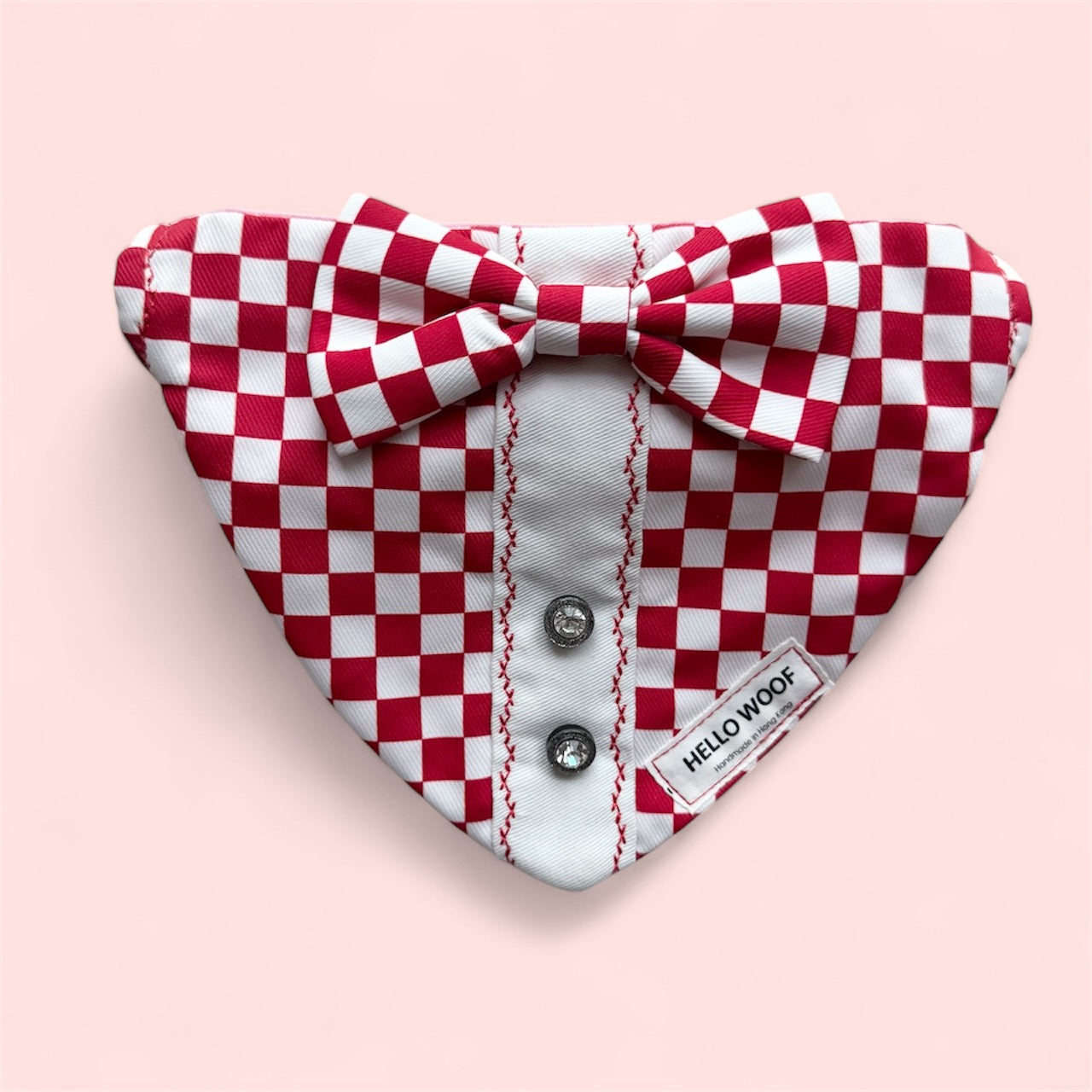 Red Checkered Tuxedo Bandana with Collar