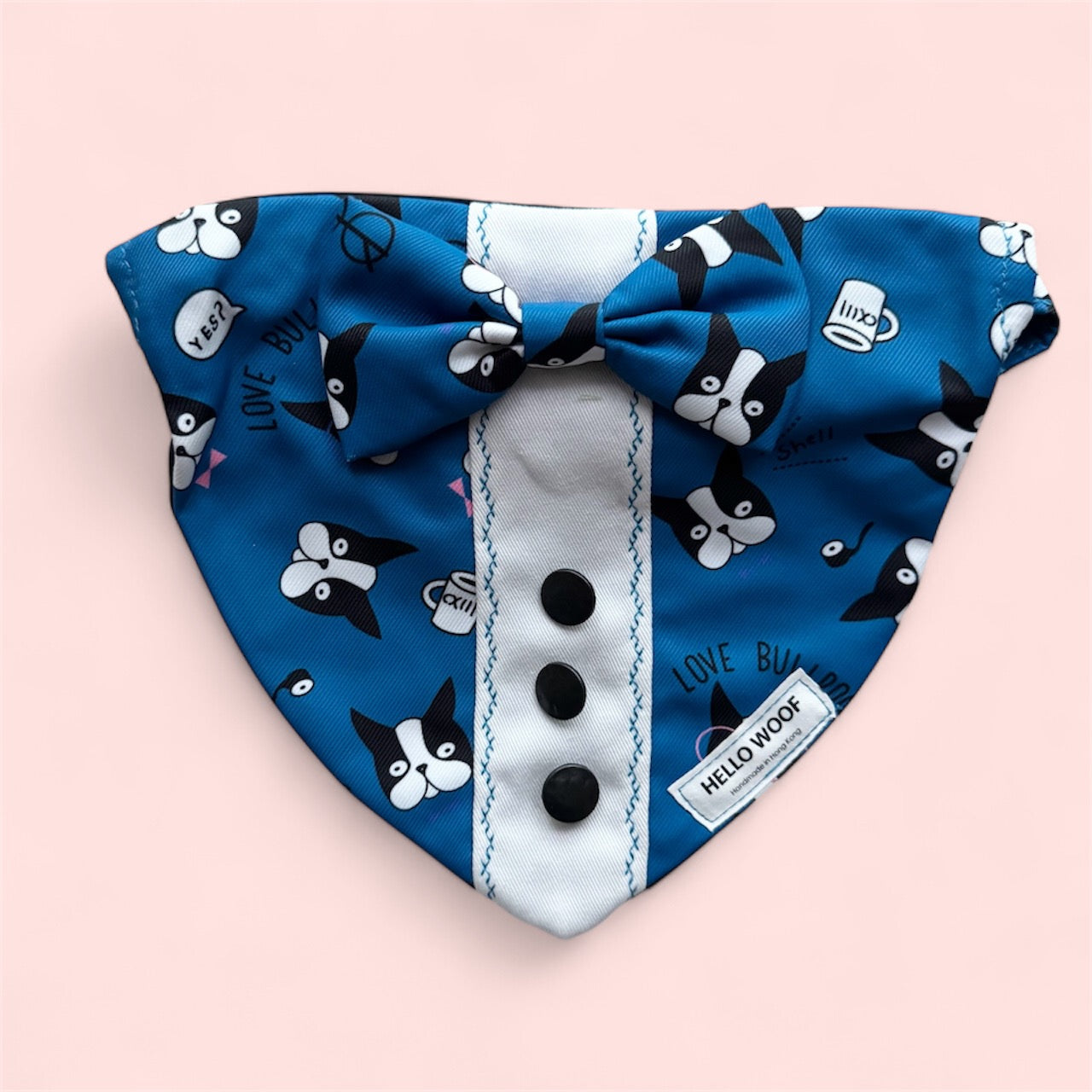 Bulldog’s Head Tuxedo Bandana with Collar