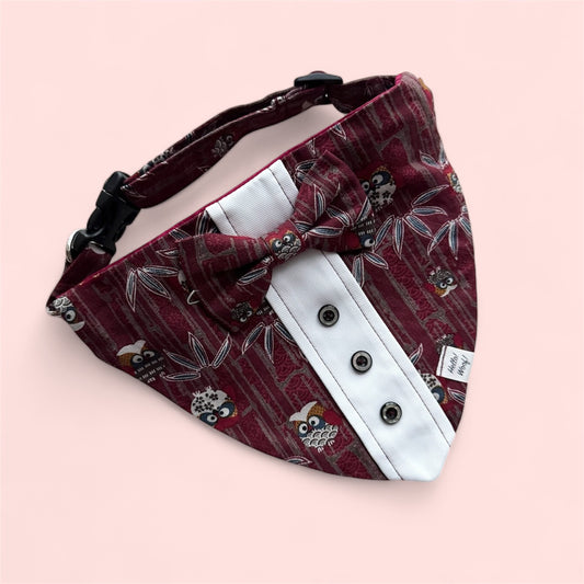 Owl Merlot Tuxedo Bandana with Collar