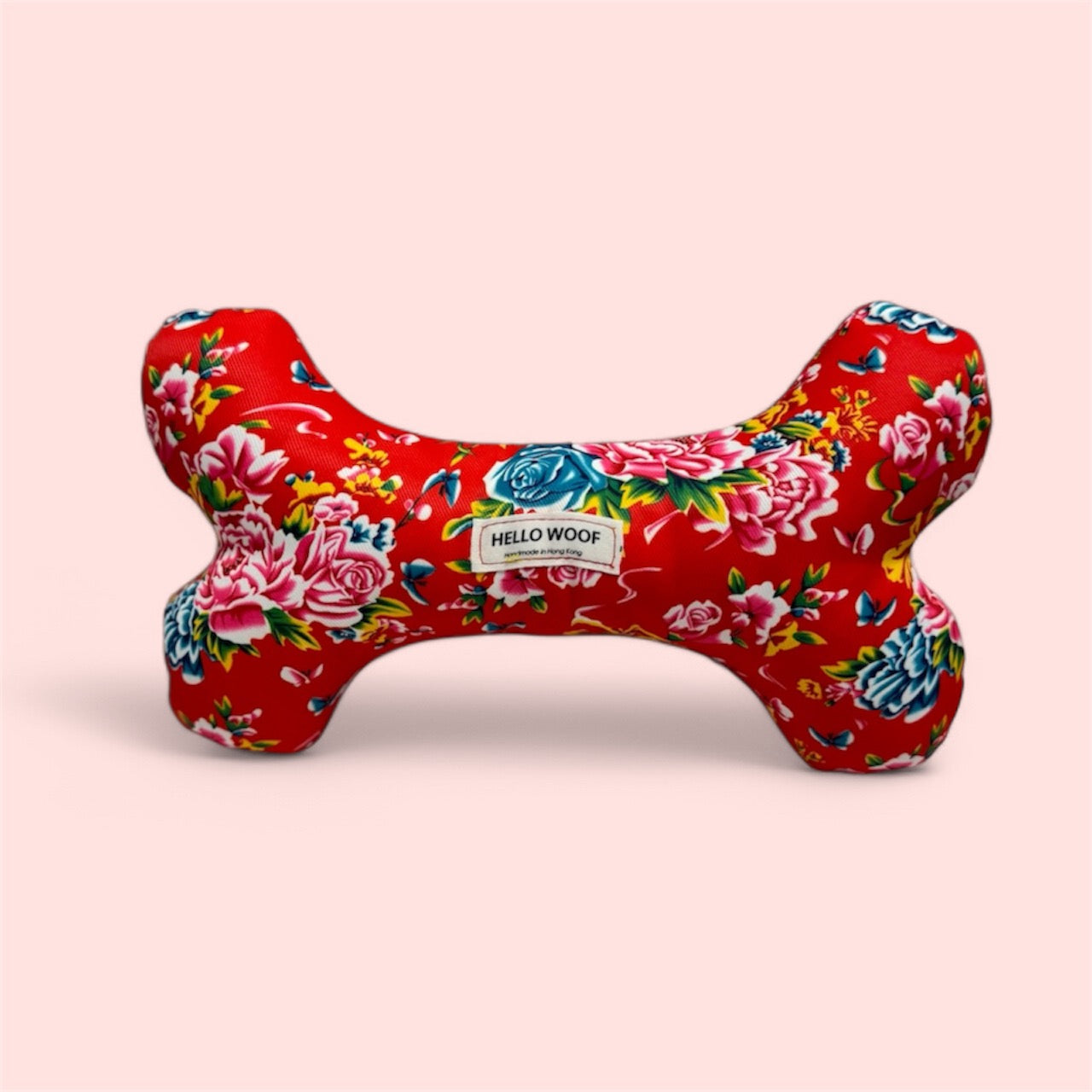 Red Flowers Bone-Shaped Pet Toy