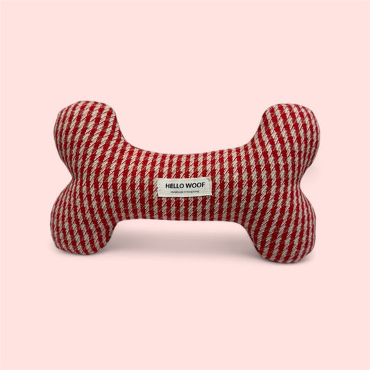 Red Striped Bone-Shaped Pet Toy