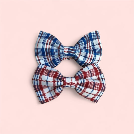 Red-White-Blue Tartan Plaid Bow Tie