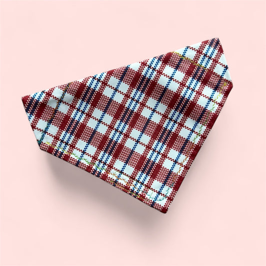 Red-White-Blue Tartan Plaid Bandana