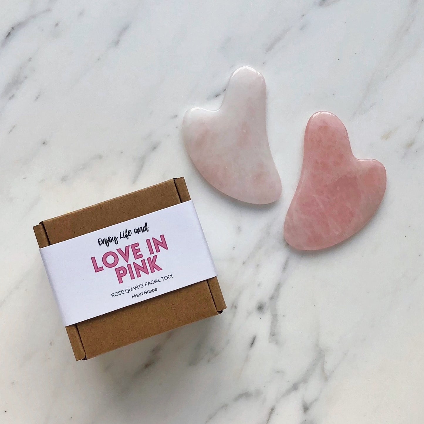 Heart Shape Rose Quartz Facial Massage Tool 心形粉紅水晶面部按摩器